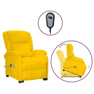 Fotele - Lumarko Rozkładany fotel masujący, podnoszony, żółty, aksamitny! - miniaturka - grafika 1