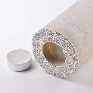 ŚWIECA LAMPION WALEC 120X240 DIAMENT LEN BIAŁY - Świeczniki - miniaturka - grafika 3