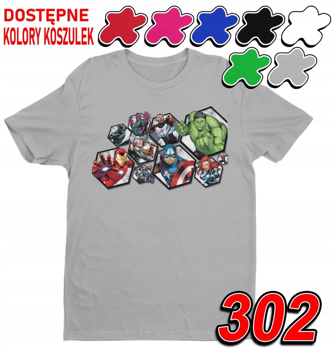 Dziecięca Koszulka Z Nadrukiem Avengers Postacie Marvel- L 146-152