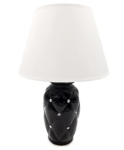 Lampa stołowa nocna z kryształkami czarna z białym kloszem glamour 43 cm - Lampy stojące - miniaturka - grafika 1