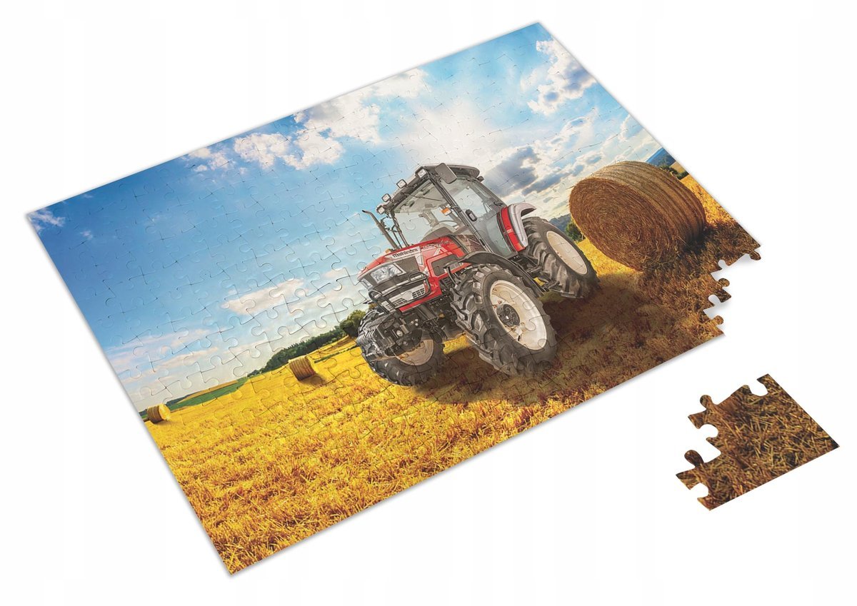 PUZZLE Duży Traktor CIągnik Rolniczy Massey Ferguson + IMIĘ Pudełko 120 el.