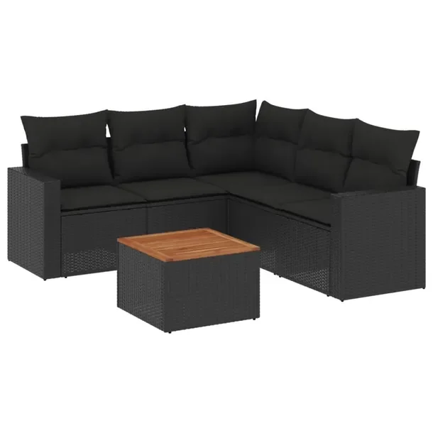 Zestaw Wypoczynkowy z Rattanu PE Czarny, 62x62x69 cm, Stolik 55x55x37 cm