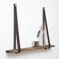 Wieszaki i stojaki - Wieszak na półkę skórzany brązowy z niklem - miniaturka - grafika 1