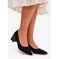 Czółenka - Zamszowe Gładkie Czółenka Ze Szpiczastymi Noskami Vinceza 66736 Czarne - miniaturka - grafika 1