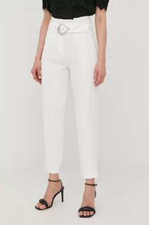 Spodnie damskie - Morgan spodnie damskie kolor biały proste high waist - grafika 1