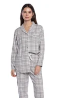 Bielizna nocna - Flanelowa piżama damska ROBERTA XL Jasnoszary - miniaturka - grafika 1