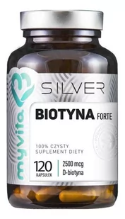 MYVITA SILVER 100% Biotyna 2500mcg, 120kaps. MyVita 21PRJBIOT2 - Włosy, skóra, paznokcie - miniaturka - grafika 1