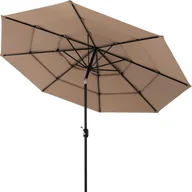 Parasole ogrodowe - 3-poziomowy Parasol Ogrodowy D.3M z Regulowanym Kątem Nachylenia i Podwójnymi Otworami, Metalowym Masztem i 8 Solidnymi Żebrami, Brązowy - miniaturka - grafika 1