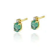 Kolczyki - Złote kolczyki z szmaragdami i diamentami 0.029ct – złoto żółte 585 – BigDIAMOND Jubiler Kraków - miniaturka - grafika 1