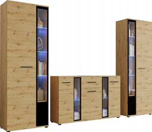 Meblościanka Witryna Komoda Szafa Cube XL dąb - Meblościanki - miniaturka - grafika 1