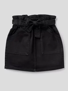Spódnice - Benetton Spódnica dżinsowa w kolorze czarnym - grafika 1