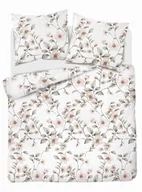 Pościel - Detexpol Pościel satynowa 220x200 biała beżowa kwiaty 4915 B Home Satin 80 - miniaturka - grafika 1