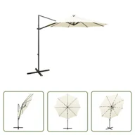 Parasole ogrodowe - The Living Store Parasol wiszący z lampkami LED i słupkiem - 300 cm - piaskowy - Parasol Wiszący - miniaturka - grafika 1