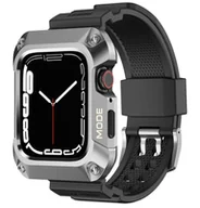 Akcesoria do smartwatchy - Kingxbar CYF134 2w1 pasek Apple Watch Ultra, SE, 8, 7, 6, 5, 4, 3, 2, 1 (49, 45, 44, 42  mm) z wbudowanym pancernym etui ze stali nierdzewnej srebrny - miniaturka - grafika 1
