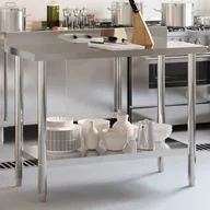 Wózki na żywność - Kuchenny stół roboczy z rantem, 110x55x93 cm, stal nierdzewna Lumarko! - miniaturka - grafika 1