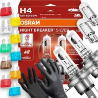 Żarówki samochodowe - Żarówki Osram H4 Night Breaker Silver 100% W5W Led Bezpieczniki Rękawiczki - miniaturka - grafika 1