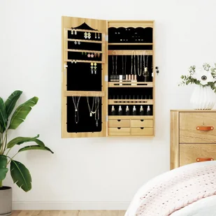 vidaXL Wisząca szafka na biżuterię, z lustrem, 37,5x10x90 cm - Szafki łazienkowe - miniaturka - grafika 1