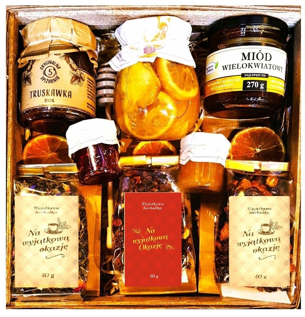 Kosz Prezentowy Upominek Herbata Miód Cytrynki