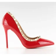 Czółenka - Czółenka na szpilce Valentina czerwone LL-76P Red brązowe - ButyModne - miniaturka - grafika 1