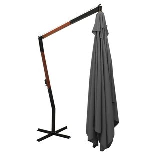 Wiszący parasol z drewnianym słupkiem, 400x300 cm, antracytowy - Parasole ogrodowe - miniaturka - grafika 5