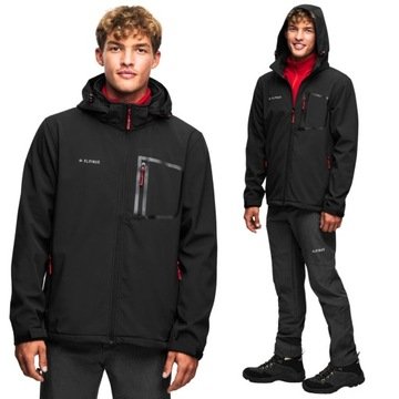 Alpinus Kurtka Softshell Męska Z Kapturem Stenshuvud Wodoodporna Czarna XL