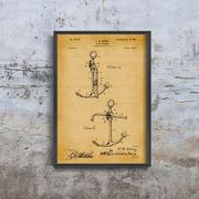 Plakaty - Plakat vintage do salonu Patent na kotwicę statku Kenney A2 40x60cm z ramką pion - miniaturka - grafika 1