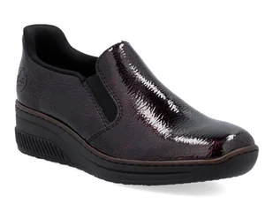 Półbuty damskie bordowe Rieker 48761-35 lakierowane wsuwane na koturnie-40 - Półbuty damskie - miniaturka - grafika 1