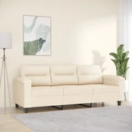 Sofy i kanapy - vidaXL 3-osobowa sofa, beżowy, 180 cm, tapicerowana mikrofibrą - miniaturka - grafika 1