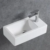 Umywalki - Bernstein Mała umywalka ścienna KW302 ceramika sanitarna - biały połysk - otwór prawy - miniaturka - grafika 1