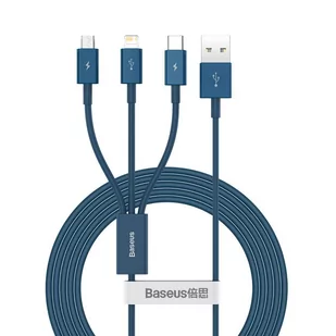 Baseus Superior 3w1 kabel USB - Lightning / USB Typ C / micro USB 3,5 A 1,5 m niebieski (CAMLTYS-03) - Kable USB - miniaturka - grafika 1