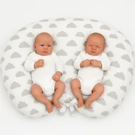 Poduszki do karmienia - Poduszka rogal do karmienia bliźniąt + zdejmowana poszewka - chmurki szare - miniaturka - grafika 1