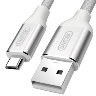 Unitek Premium przewód USB-microUSB Nylon Silver - Adaptery i przejściówki - miniaturka - grafika 1