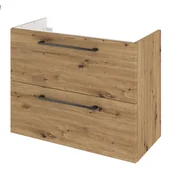 Szafki łazienkowe - Szafka pod umywalkę wisząca Remix 75x33x58 cm brązowa złoty dąb Sensea - miniaturka - grafika 1