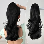 Pozostałe akcesoria fryzjerskie - TEMU Peruka z Syntetycznego Włókna Odporna na Ciepło w Kształcie Pazura - 18" Czarna Kręcona , Klipsowa Przedłużka dla Kobiet, Naturalny Wygląd, - miniaturka - grafika 1