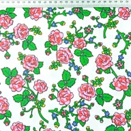 Pasmanteria - Tkanina bawełniana wzór krakowski róże na białym tle - miniaturka - grafika 1
