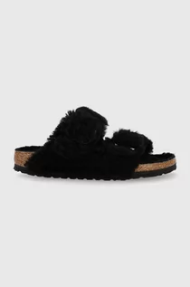 Kapcie damskie - Birkenstock kapcie wełniane Arizona BB Shearling kolor czarny - grafika 1