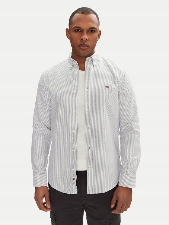 TOMMY JEANS ELEGANCKA KOSZULA MĘSKA W DROBNE PASKI BAWEŁNA 2XL 27BA