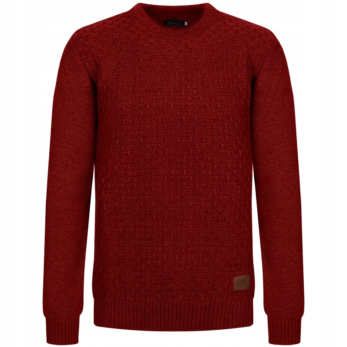 SWETER MĘSKI GŁADKI CEGIEŁKA ELEGANCKI CIEPŁY MIŁY - CZERWONY - XXL