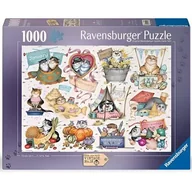 Puzzle - Puzzle RAVENSBURGER Szalone Koty kalendarz 12001452 (1000 elementów) - miniaturka - grafika 1