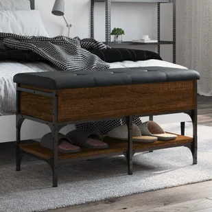 Ławka na buty brązowy dąb 82x42x45 cm materiał drewnopochodny - Szafki na buty - miniaturka - grafika 1