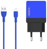 Ładowarki do telefonów - Ładowarka sieciowa do telefonu DUAL USB 2A Somostel + kabel lightning niebieska - miniaturka - grafika 1