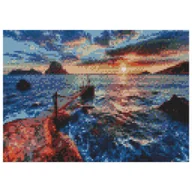 Zabawki kreatywne - Mozaika diamentowa, haft 30x40 Zachód słońca Flamingo line - miniaturka - grafika 1