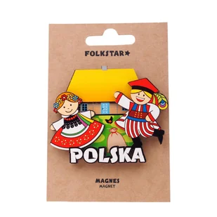 DREWNIANY MAGNES NA LODÓWKĘ FOLK - PARA KRAKOWSKA FOLKSTAR - Magnesy - miniaturka - grafika 1