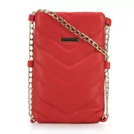 Torebki damskie - Minitorebka z pikowanej ekoskóry prostokątna na łańcuszku czerwona - miniaturka - grafika 1