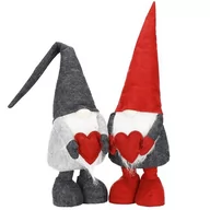 Ozdoby bożonarodzeniowe - Para skrzatów krasnale świąteczne na teleskopowych nóżkach 2 szt. gnom szary, czerwony - miniaturka - grafika 1