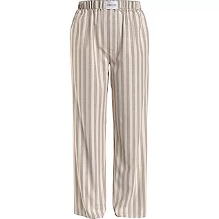 Spodnie damskie - Calvin Klein Damskie spodnie do spania, Chambray Stripe_Stone Szary, M - grafika 1
