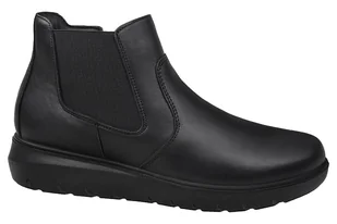 Włoskie Trzewiki Botki IMAC 656020 1400/011 H Czarne Black na Zamek Extra Wide - Botki damskie - miniaturka - grafika 1