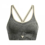 Bielizna sportowa damska - Biustonosz treningowy Under Armour Project Rock LG LL Infty Bra Pt - szary - UNDER ARMOUR - miniaturka - grafika 1