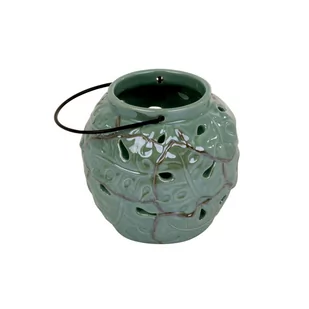 Lampion ceramiczny Tropic 13 x 13 x 12,2 cm zielony MY HOME - Świeczniki - miniaturka - grafika 1