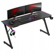 Biurka gamingowe - Biurko Gamingowe RGB LED Regulacja +Podkładka Stolik Biurowy Gracza Huzaro - miniaturka - grafika 1